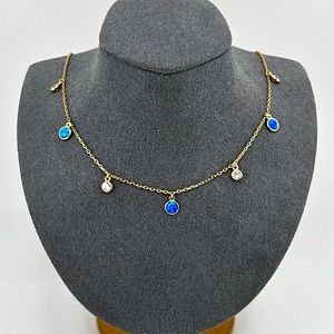 18K Gold Plated over 925 Sterling Silver Blue Opal Necklace